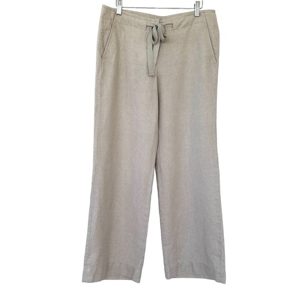 Talbots PETITE high waisted, wide leg pants with tie at the  waist, 💯 linen. - Picture 1 of 11